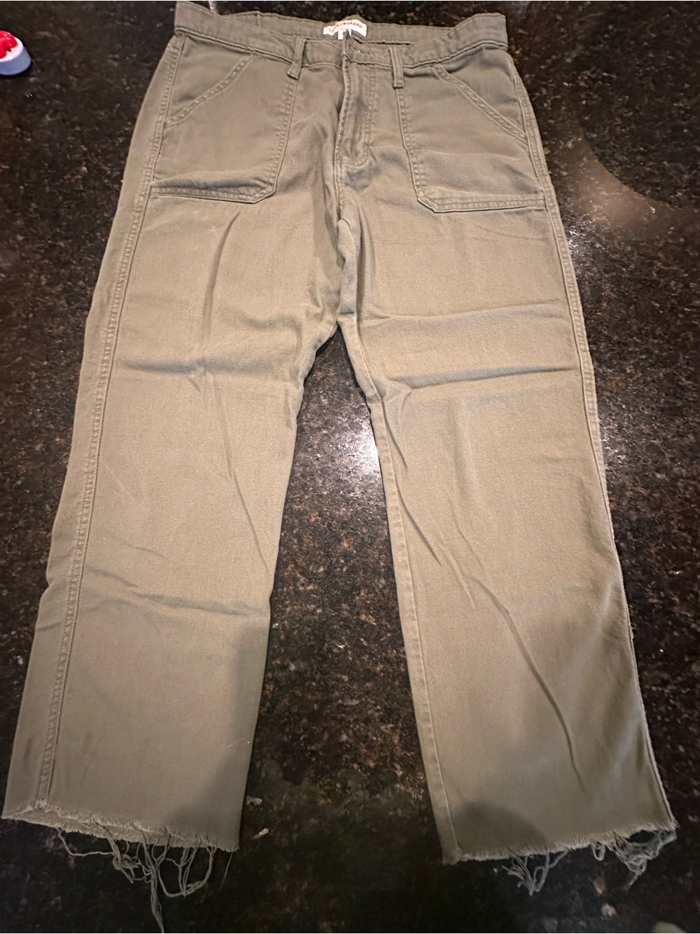 Lucky Brand women’s Olive Green high rise cropped pants raw hem